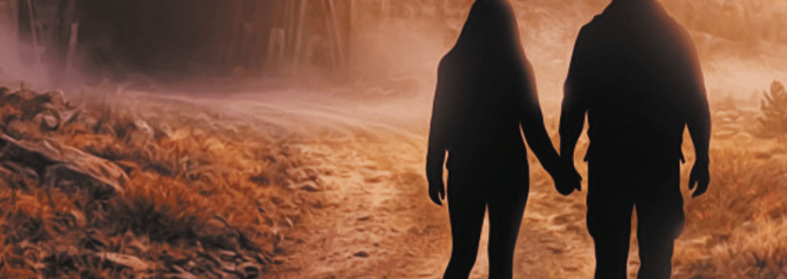 A close-up of the cover of Lead Me Through Calamity by Jordan Rivet features the silhouettes of a young man and woman approaching a bunker entrance in a hillside. The text reads: "Read it at summer's end."